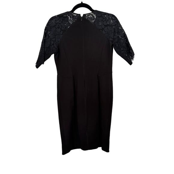 Rebecca Taylor Black Lace Sleeve Keyhole Fitted Sheath Dress Size 6 - Picture 7 of 9